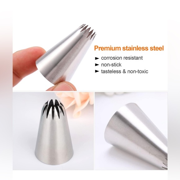 4-PCS Large Piping Tips Set, Stainless Steel Frosting Tips, for Decorating - Picture 3 of 4